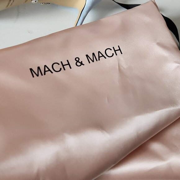 NIB MACH & MACH | Double Bow Round Toe Satin Sandals Heels Pumps Blue Sz 10B 40 - Picture 12 of 12